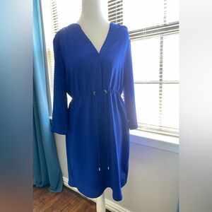 Vibrant Blue V-Neck Dress